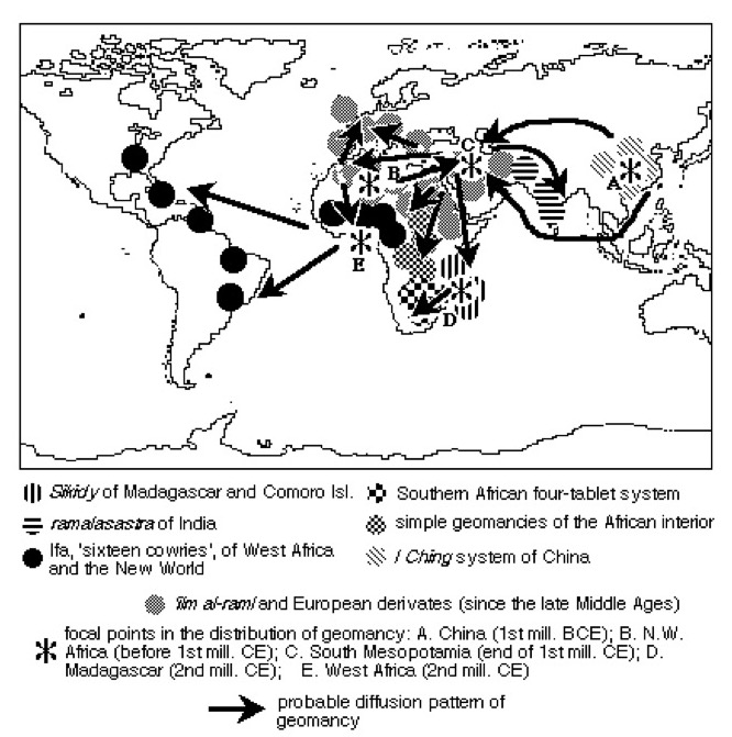 Distribution of Geomancy-related Traditions in Africa